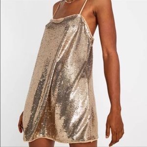 free people time to shine gold slip dress small
